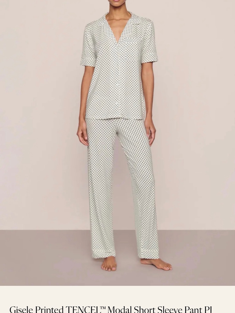 Eberjey Gisele Printed TENCEL™ Modal Short Sleeve Pant PJ Set tide dot ivory